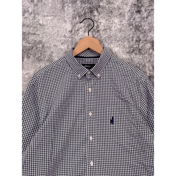 Johnnie O Shirt Large Mens Blue Gingham Check Long Sleeve Button Up Woven - Picture 2 of 9